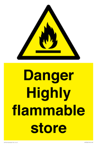 Danger Highly flammable store sign